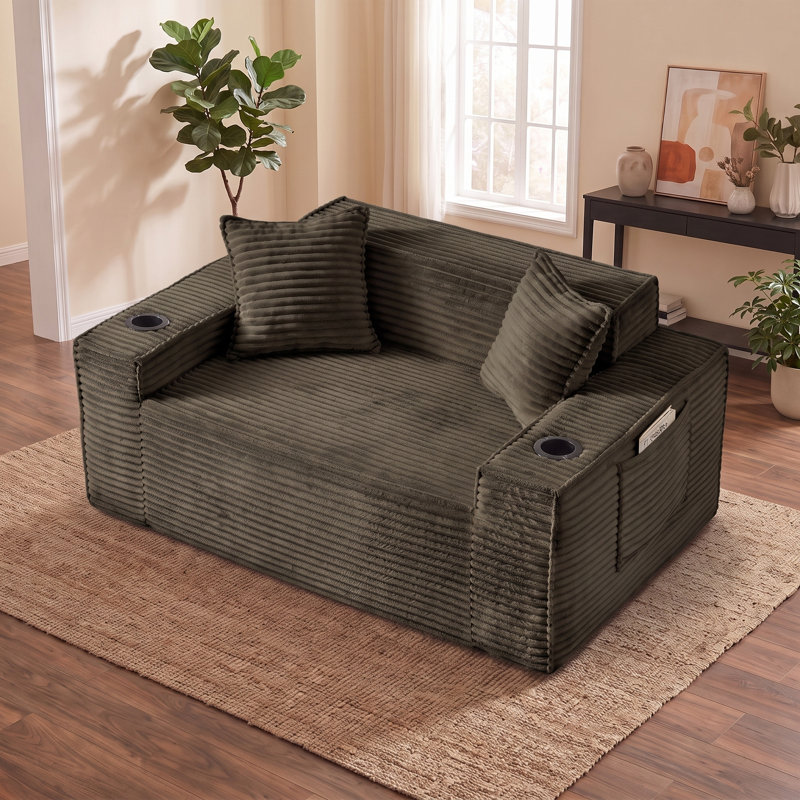 Canapé moelleux moderne sans assemblage pour espaces compacts, appartements et bureaux, Brown