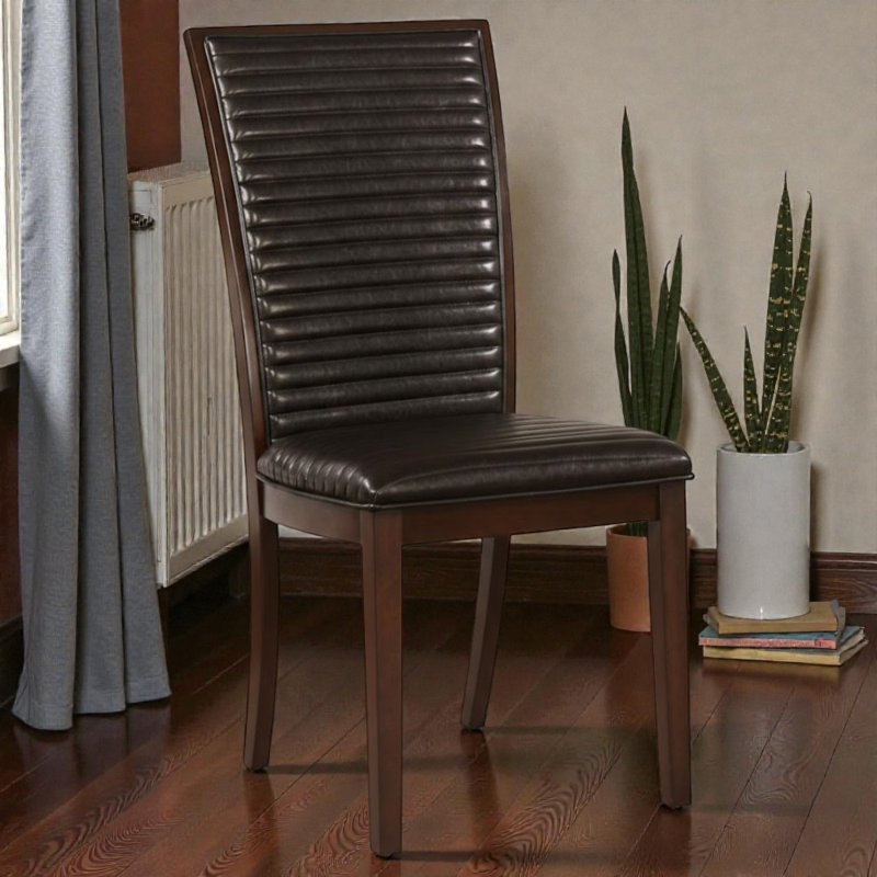 Ensemble de 2 chaises d'appoint Calista en similicuir espresso avec siège rembourré et dossier capitonné