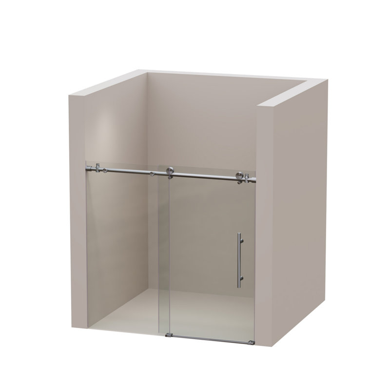 Porte de baignoire coulissante sans cadre 56-60 "x 60", porte de douche, verre trempé transparent de 5/16 "(8 mm)