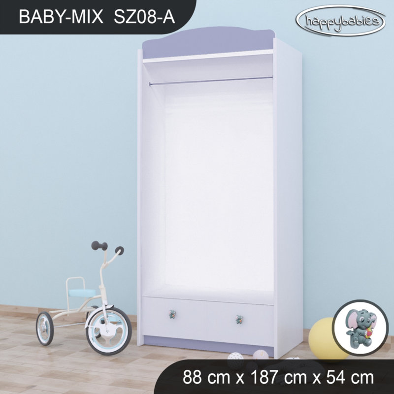 Baby 2 Door Wardrobe, Grey