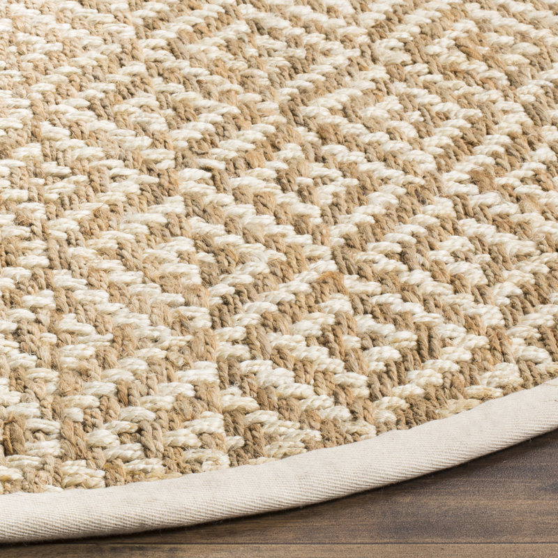 Aerionna Natural Fiber Hand Woven Jute Geometric Rug, Round 8'