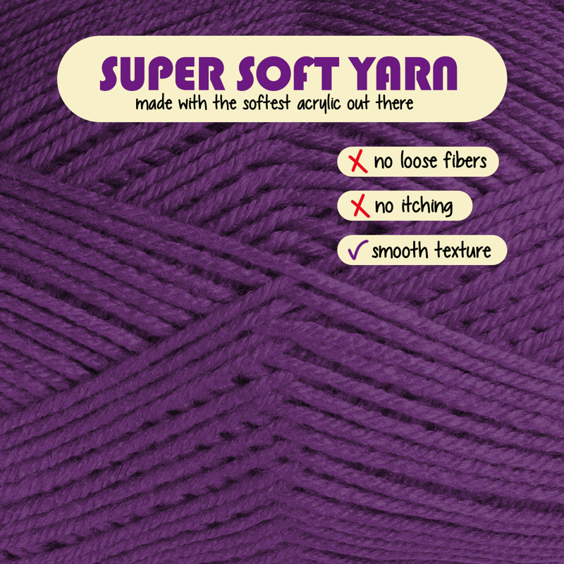Hearth & Harbor Acrylic Crochet Yarn, Purple