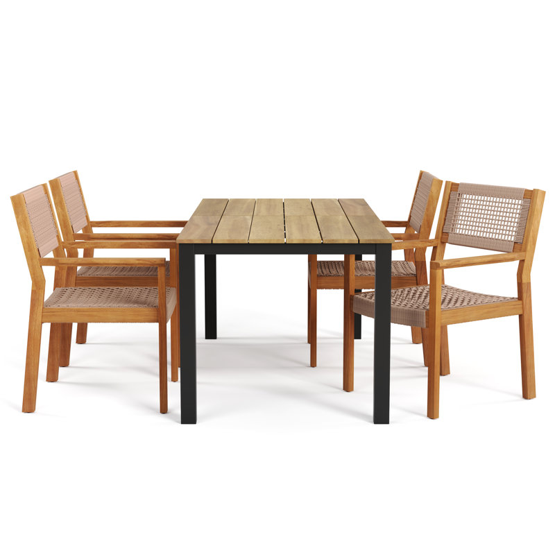 Najiyah 5-Piece Rectangular Dining Set, Natural/Beige