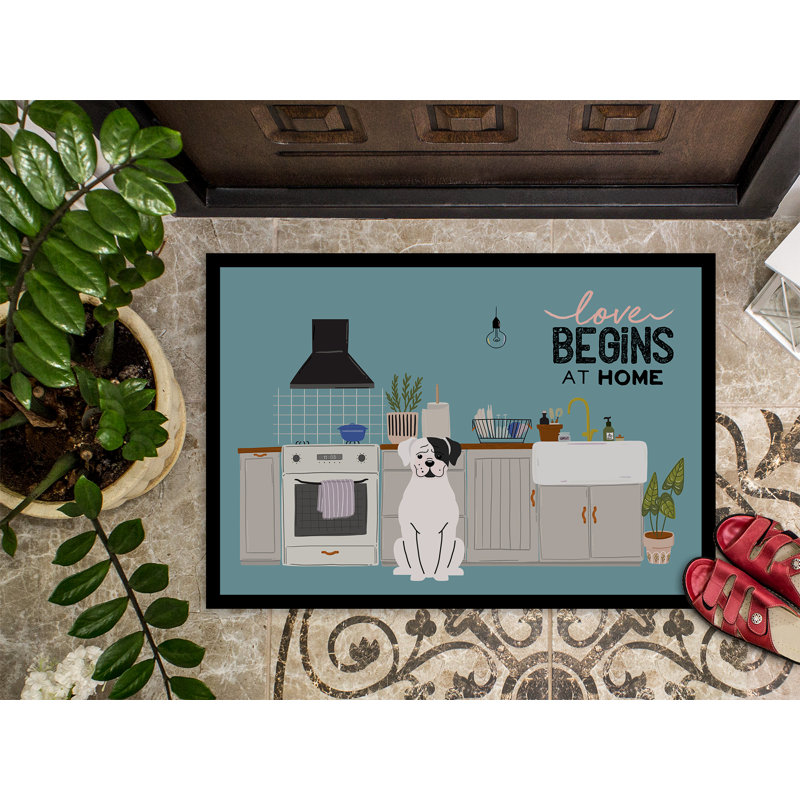 Tapis d'entrée antidérapant Guerriero, Boxer blanc, L 18 po x L 27 po