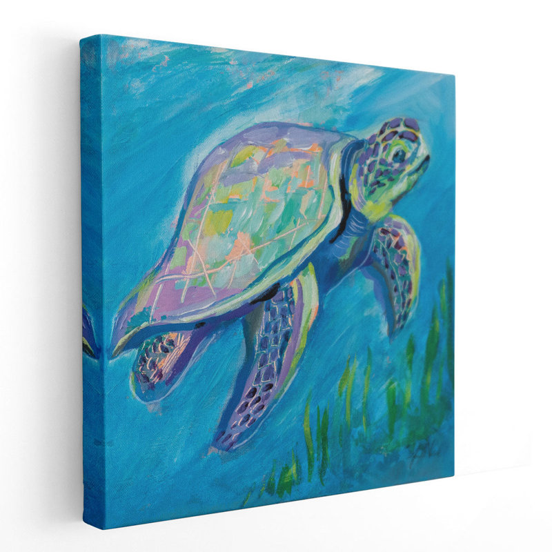 Sea Turtle Swim - reproduction d'art sur toile, H 24 po x l 24 po