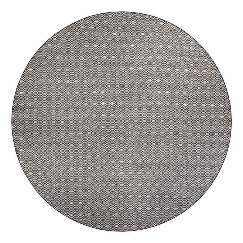 Alishba Geometric Charcoal/Ivory Area Rug, Round 12'
