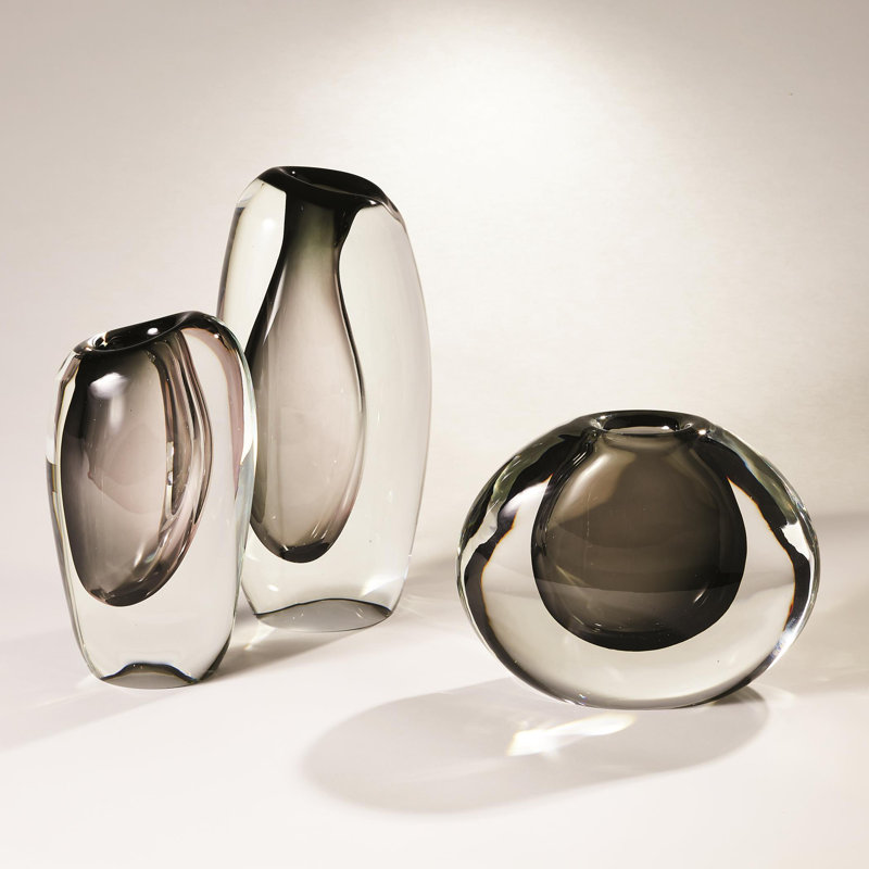 Offset Vase, Gray, 10.5" H x 4.5" W x 6" D