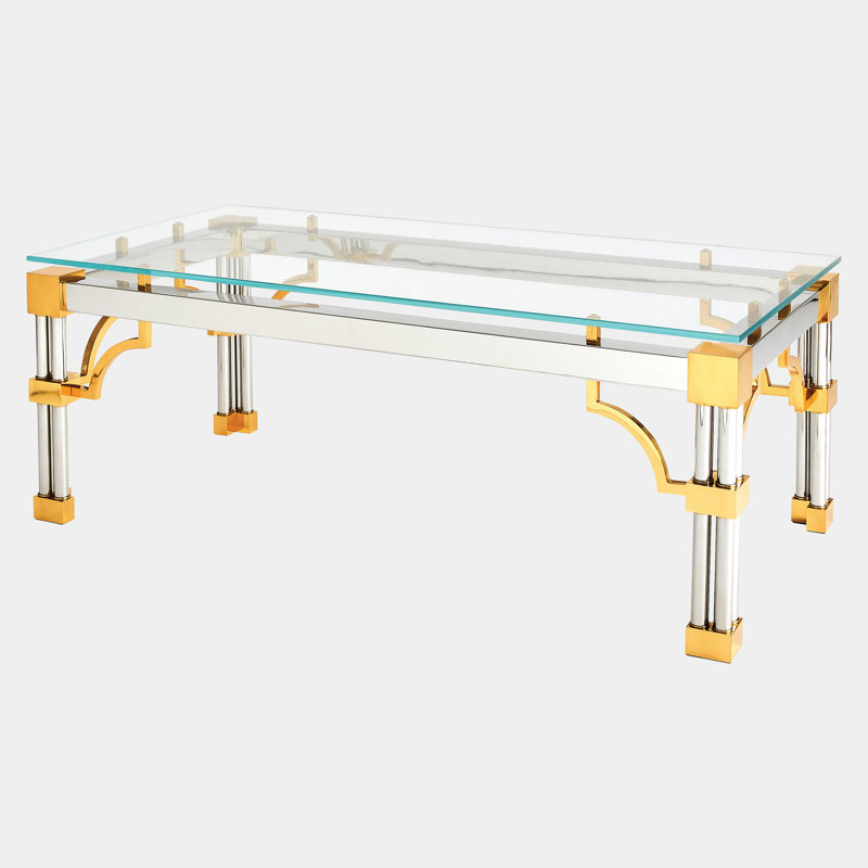 Tri-Column Glass Cocktail Table
