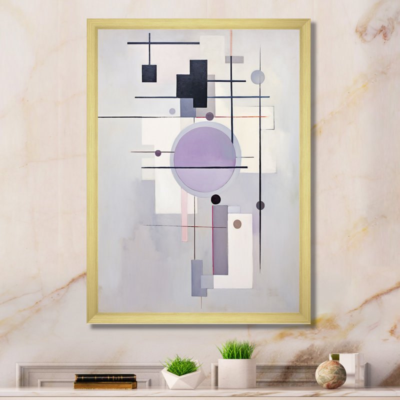 «Jaival», mauve, «Transcendent Geometries II» - imprimé, H 32 po x l 16 po x P 1 po, Encadrement doré