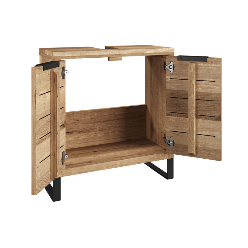 Bermudez Bathroom Furniture Suite with Mirror, Wild Oak