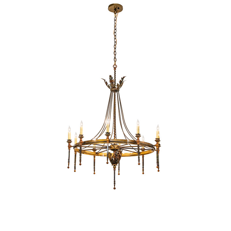 56" Wide Amaury 16 Light Chandelier, 10, 48" H x 36" W x 36" D, Lt Burnished Transparent Gold