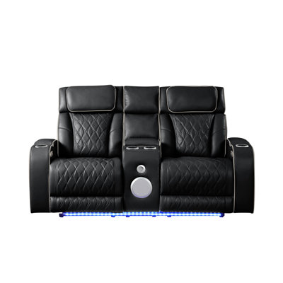 Causeuse inclinable de style moderne Fortuner en bois et massage inclus - Noir