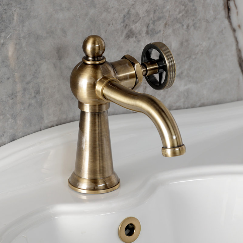 Kingston Brass Ostro Single-Handle 1-Hole Deck Mount Bathroom Faucet, Antique Brass