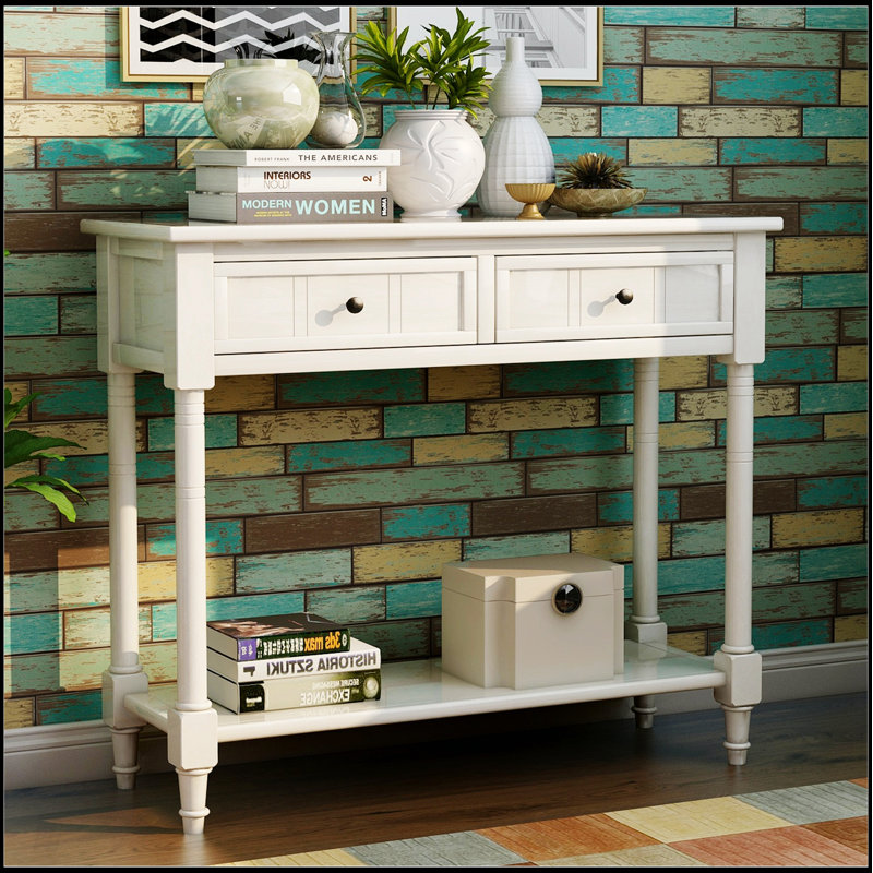 Console Daisy Series avec deux tiroirs et une tablette inférieure, conception traditionnelle pour un rangement et une présentation élégants