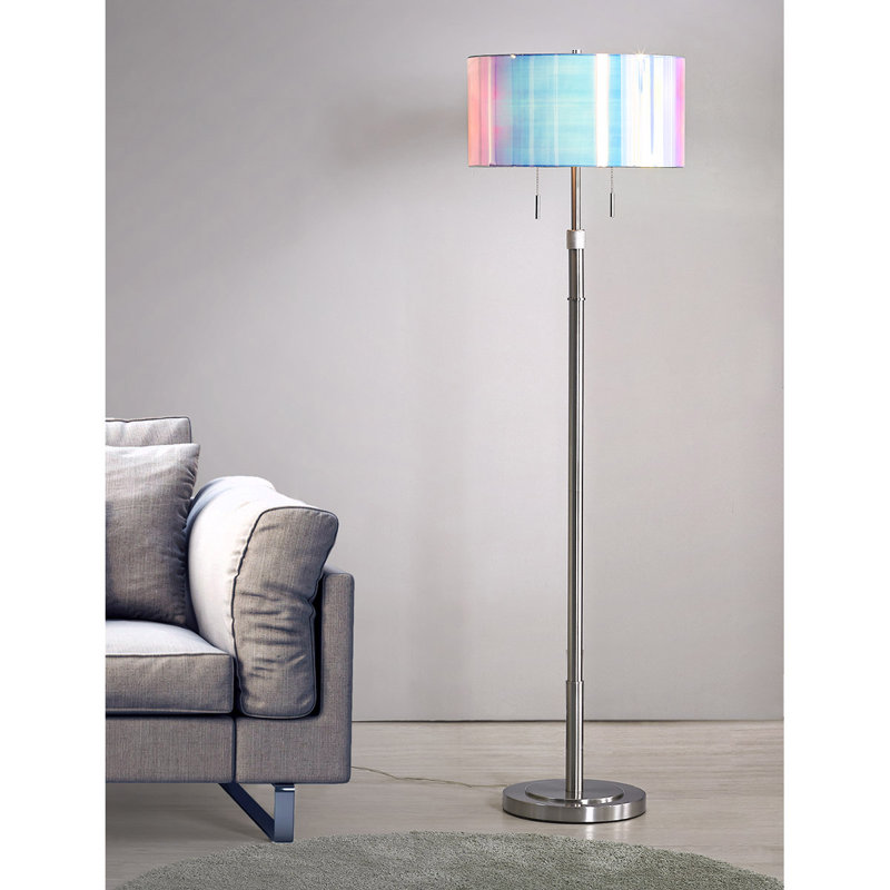 Lampe sur pied traditionnelle 67 po Maramastall, Nickel brossé, Irisée