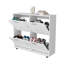 Armoire de rangement blanche à chaussures inclinable avec plusieurs compartiments et design moderne