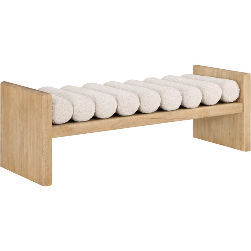 Latitude Run Reeves Boucle Wood Bench - Modern Seating
