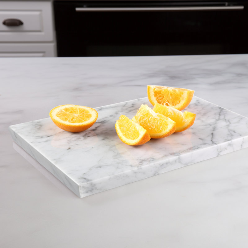 Planche à découper de luxe en marbre de granit Koville pour cuisine, rectangulaire, 12 x 8 po, Bianco Carrara