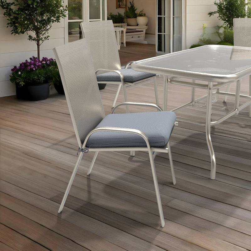 Indoor/Outdoor Square Dining Chair Cushions (Set of 4), 3" Foam Replacement Cushion, Gray, 4