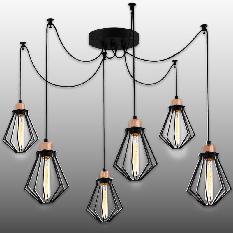 Lustre en métal à hauteur réglable 6 lumières