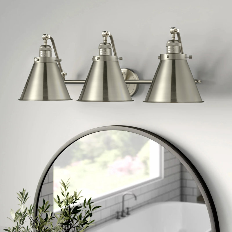 Éclairage pour salle de bain à 3 lumières à intensité variable Donovan, Nickel satiné brossé, Nickel satiné brossé, DEL