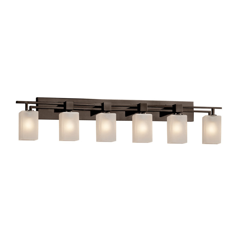 Applique murale 6 lumières Rithu, Cylindre avec rebord plat, Opale, Nickel brossé