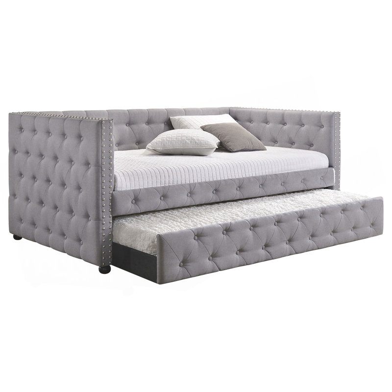 Cross Creek Grey Upholstered Twin Daybed With Trundle