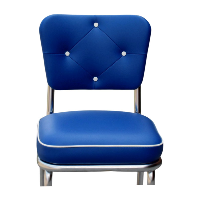 Retro Home Upholstered Tufted Back Dining Chair, Royal Blue