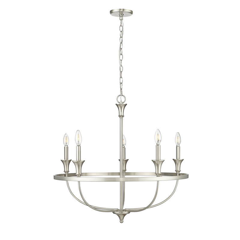 5 lumières 29,1 po Lustre en nickel brossé, Nickel brossé