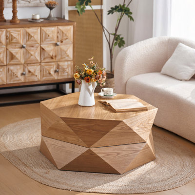 Table basse 36,61 "de style rétro avec plateau rabattable Polygon