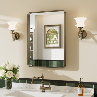 Llesenia Mirror with HD Tempered Glass and Aluminum Alloy Frame, French Cleat Wall-Mounted Bathroom Vanity Mirror