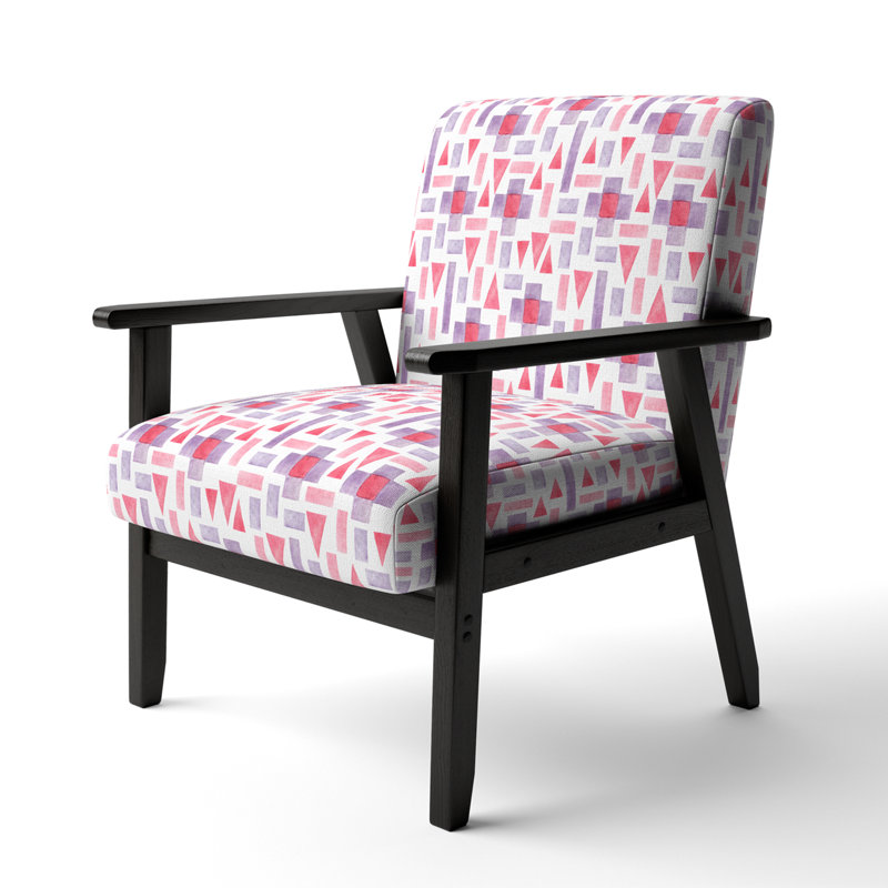 Pink And Purple Geometric - Upholstered Patterned Accent Arm Chair