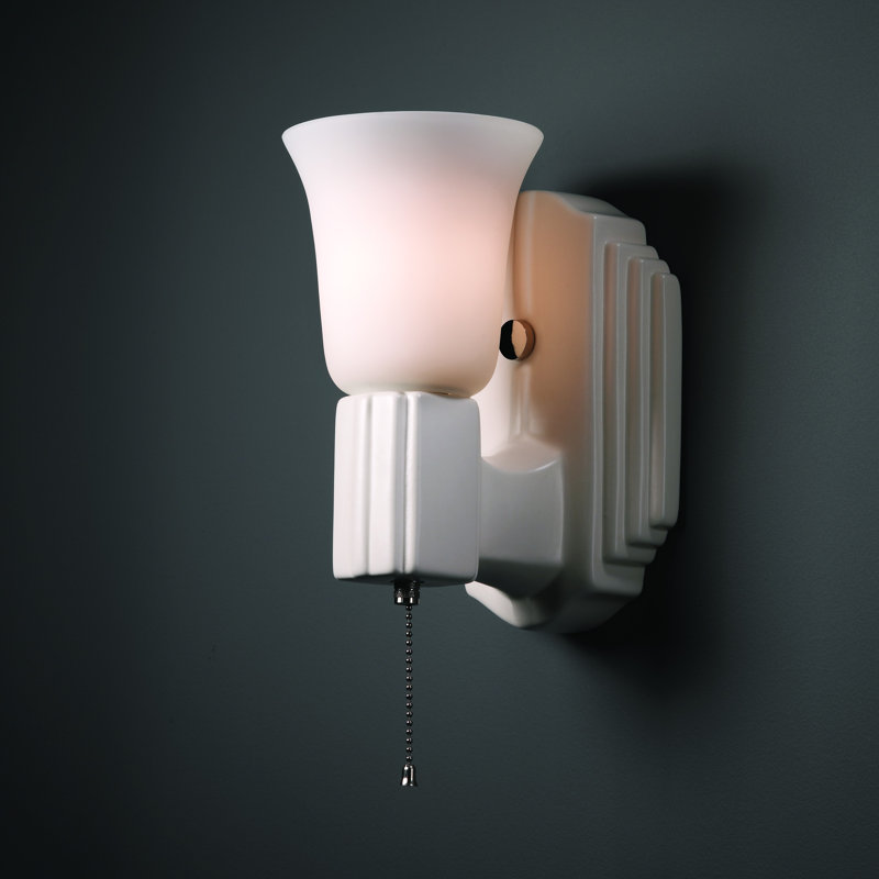 Applique murale 1 lumière Arvine, Blanc mat, Verre givré blanc, Laiton