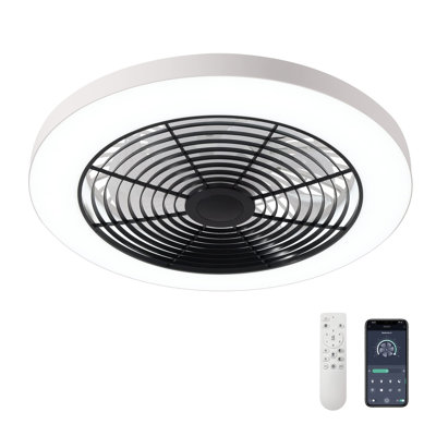 Jahcure 19.7" LED Standard Ceiling Fan with Remote/APP Control, Low Profile Ceiling Fan with Light, Flush Mount Ceiling Fan