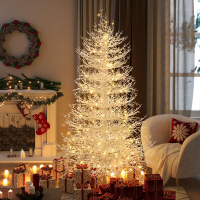 Arbre de Noël artificiel illuminé 6 pi avec 623 pointes enneigées et 420 lumières DEL blanc chaud pour déco des Fêtes
