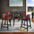 Griggsville Black Finish 44" Round Counter Height Dining Set - 5-Piece, Vegan Leather Chairs
