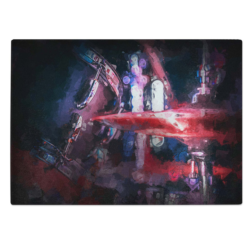 Glass Drum Kit in Abstract Chopping Board, 39 cm W x 28.5 cm L