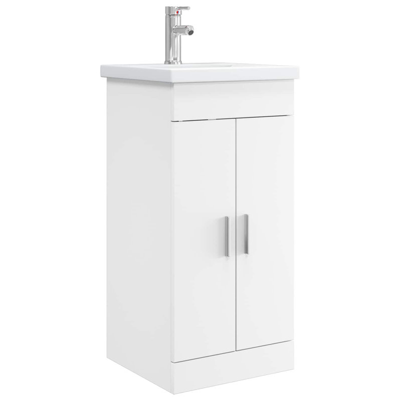 Single Bathroom Vanity with Ceramic Basin, White