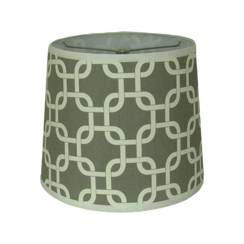 Abat-jour tambour en mailles de chaîne Modern - Design géométrique gris neutre, H 12 po x l 16 po x P 16 po