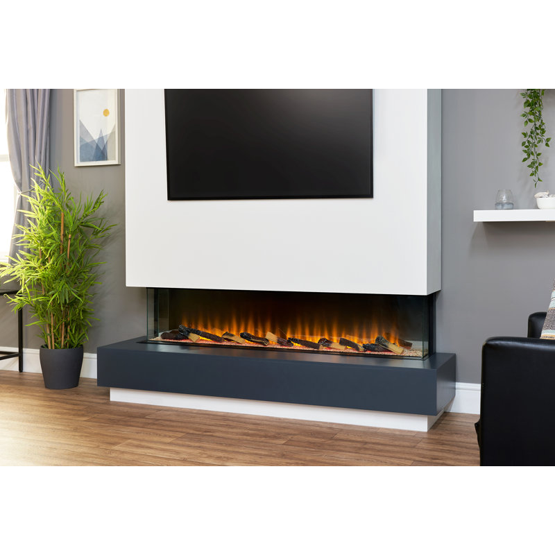 Recessed Wall Mounted Electric Fire, 49cm H x 155.4cm W x 23.5cm D