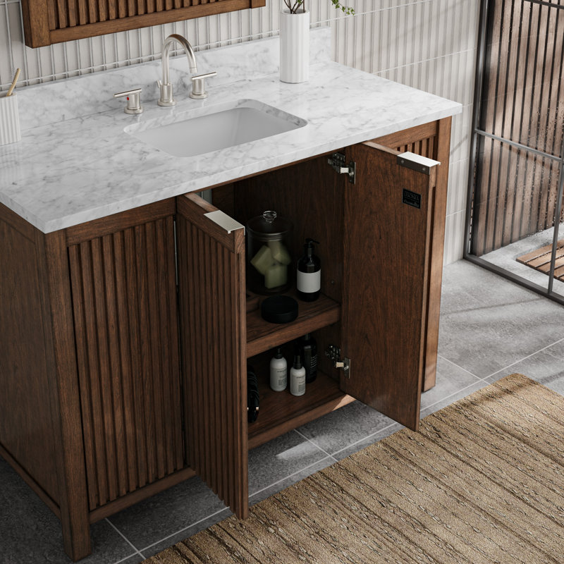 Through Lines 48" Single Bathroom Vanity, 8" Widespread, Brown