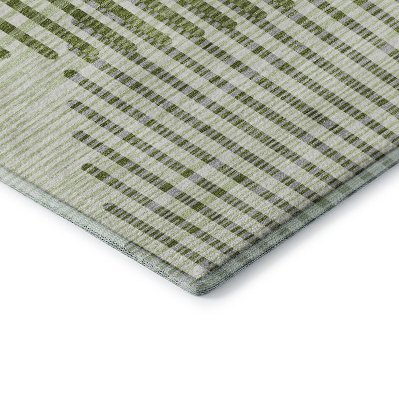 Premium Machine Washable Corum AMF1001 Circles Rug, Rectangle 3' x 5'