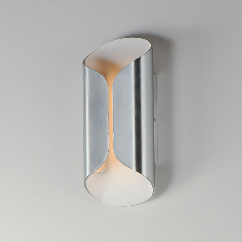 Applique murale Alessandrino, Aluminium satiné / blanc, H 13,75 po x l 6,25 po x P 3,25 po