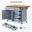 52'' Kitchen Island With Drop Leaf, Embossed Texture Kitchen Island On Wheels With Spice Rack, Towel Rack, 2 Doors And 5 Drawers-1221457664