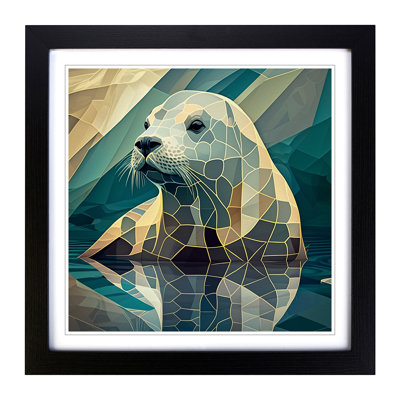 Seal Cubism - Single Picture Frame Print on Wood