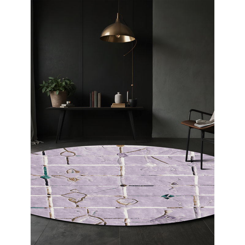 Machine Washable Pink Area Rug, Round 7'