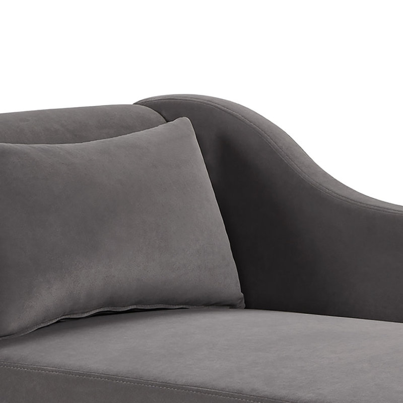 Chaise longue rembourrée en velours Barbanell, Gris