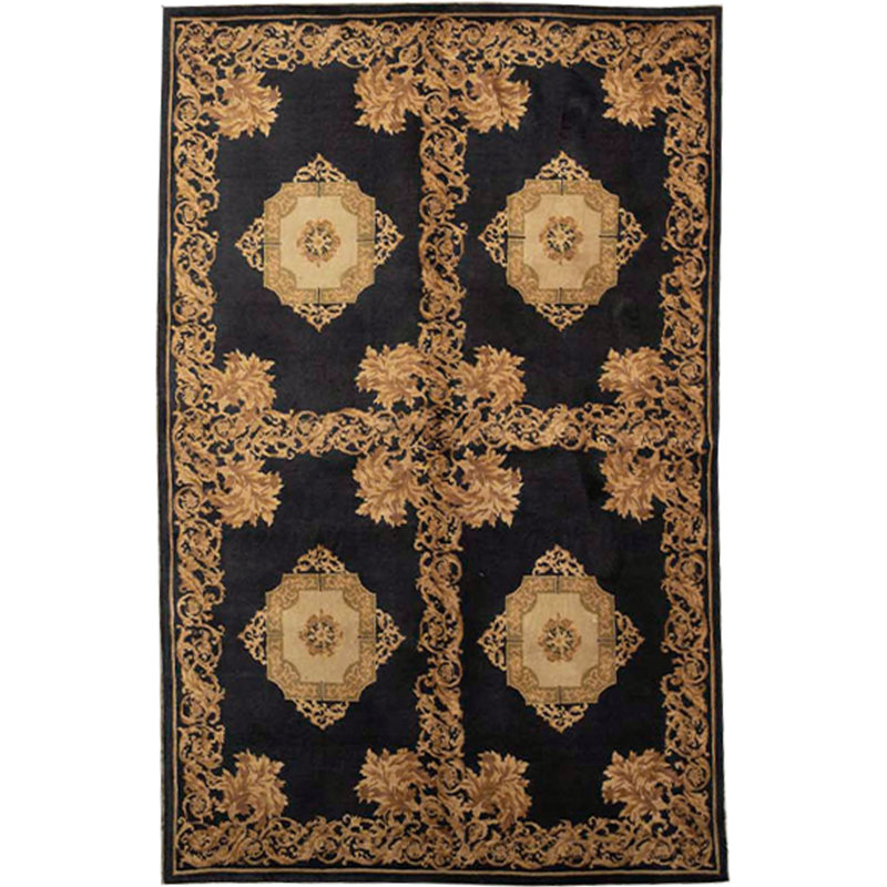 Hand-Knotted High-Quality Black Area Rug