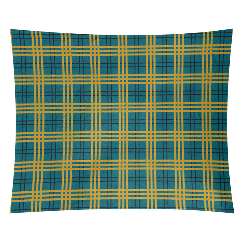 Tapisserie en microfibre Jacksonville, Sarcelle / noir / or, H 27,5 po x l 37,5 po