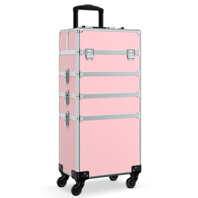4 In 1 Makeup Train Case Traveling Cart Makeup Case Organizer With Wheels